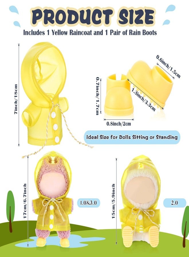 Velmitten 17cm Doll Yellow Raincoat with Mini Rainboot Shoes Adorable Doll Raincoat Clothes Outfit & Accessories Ideal Gift for DIY Dress-up Lovers & Collector Display - Image 5
